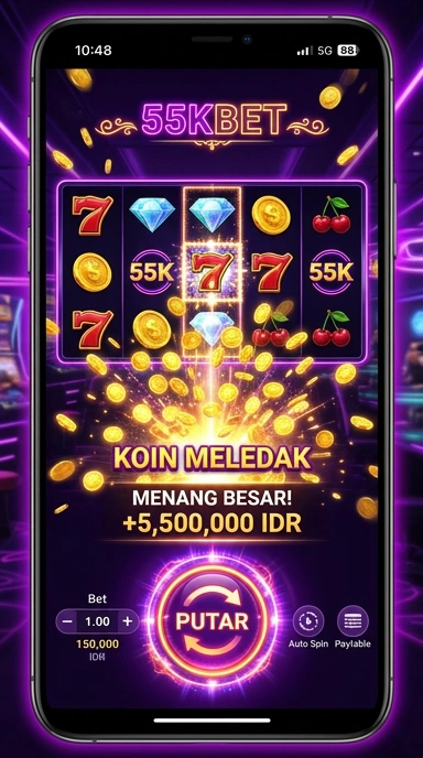 Layar utama 55kbet — antarmuka bersih setelah instalasi